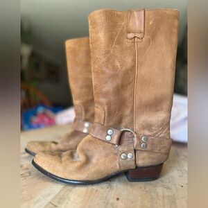 Guess by Georges Marciano Vintage 90’s 
Brown suede biker cowboy boots Size 8.5